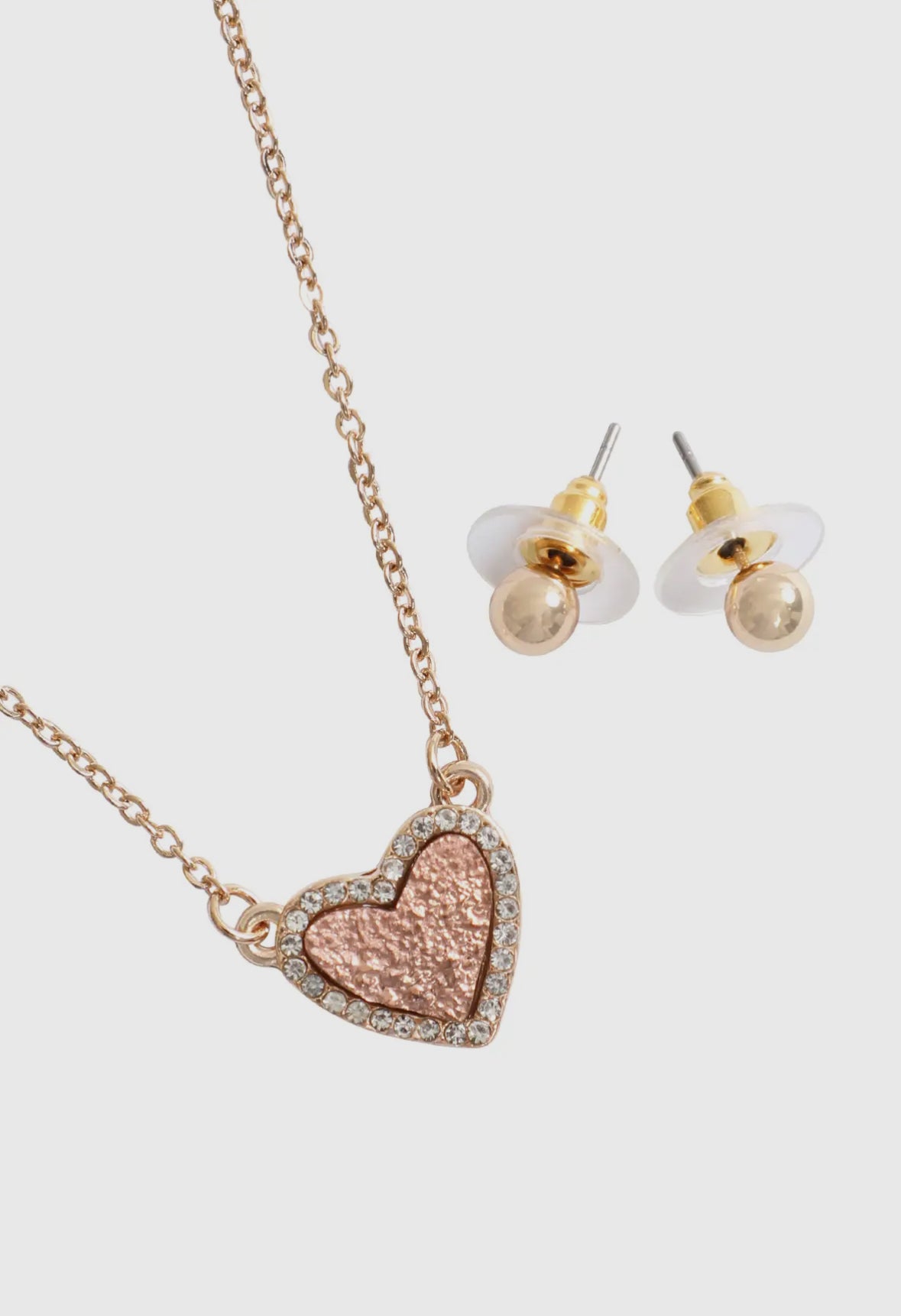 Valentine Heart Pendant Necklace & Earring Set